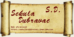 Sekula Dubravac vizit kartica